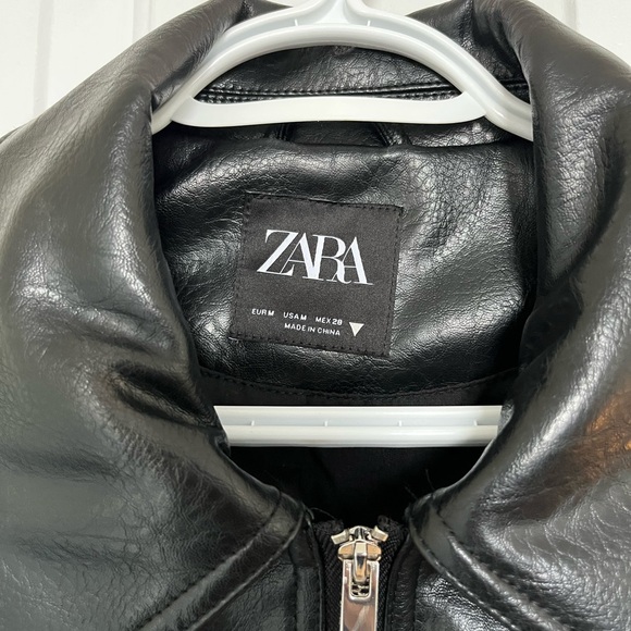 Zara Black Faux Leather Zip-Up Jacket - Picture 8 of 10